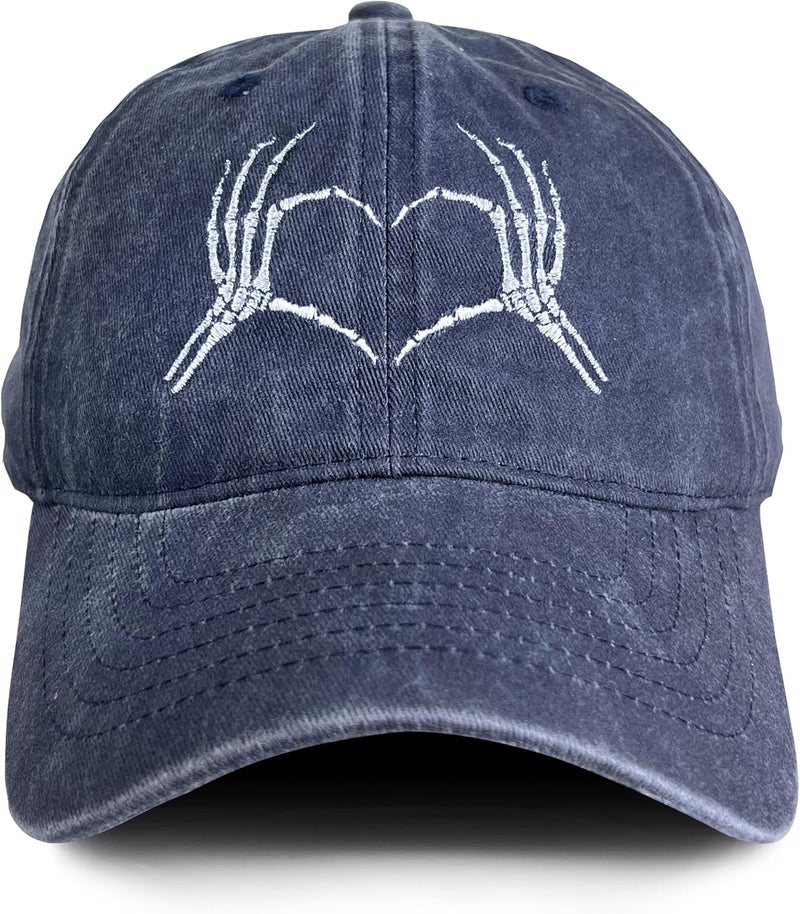 RLQWTKV Hand Skeleton Baseball Hat for Men Women Adjustable 3D Embroidered Skull Finger Cap - Image 1